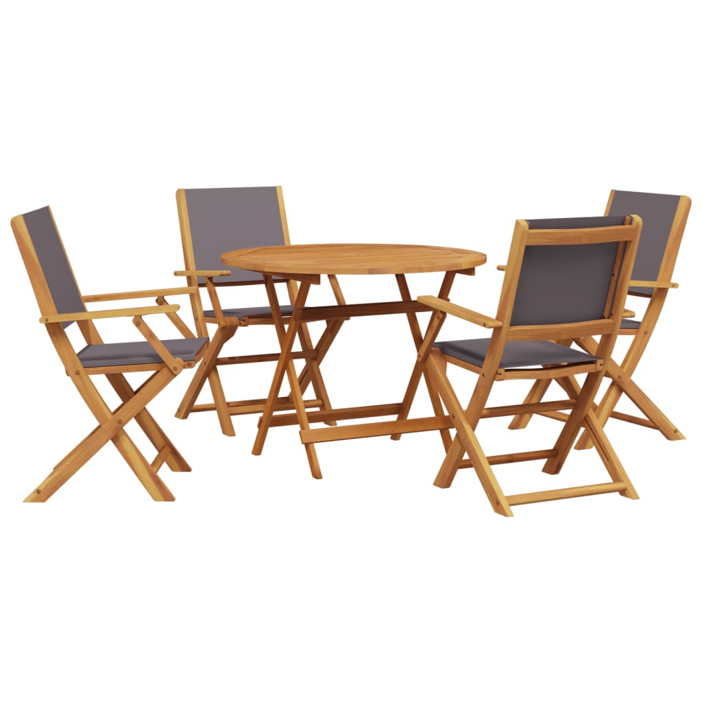 Set Pranzo da Giardino 5pz Antracite Tessuto e Legno Massello | homemem39