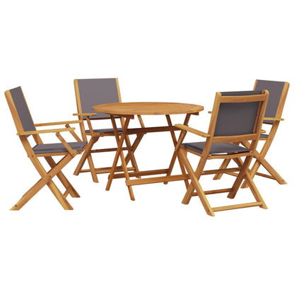Set Pranzo da Giardino 5pz Antracite Tessuto e Legno Massello | homemem39