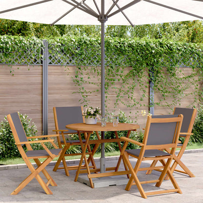 Set Pranzo da Giardino 5pz Antracite Tessuto e Legno Massello | homemem39