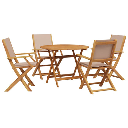 Set da Pranzo da Giardino 5 pz Tortora Tessuto e Legno Massello | homemem39