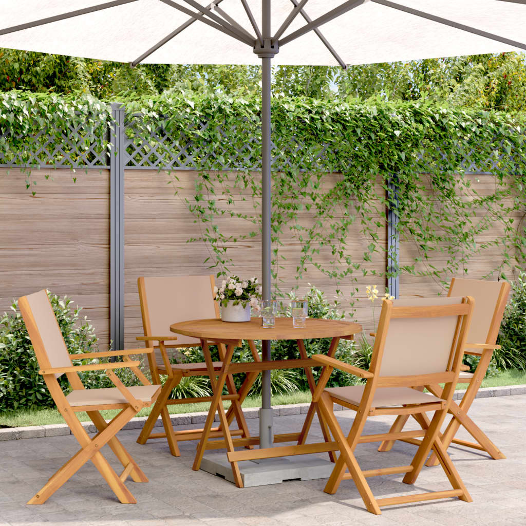 Set da Pranzo da Giardino 5 pz Tortora Tessuto e Legno Massello | homemem39