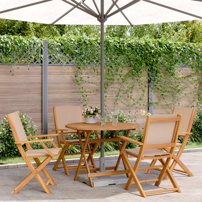 Set da Pranzo da Giardino 5 pz Tortora Tessuto e Legno Massello | homemem39