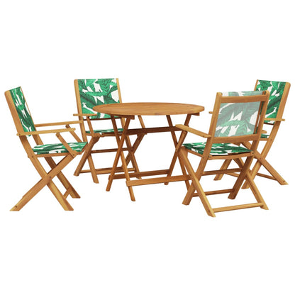 Set Pranzo da Giardino 5 pz Foglie in Tessuto e Legno Massello | homemem39