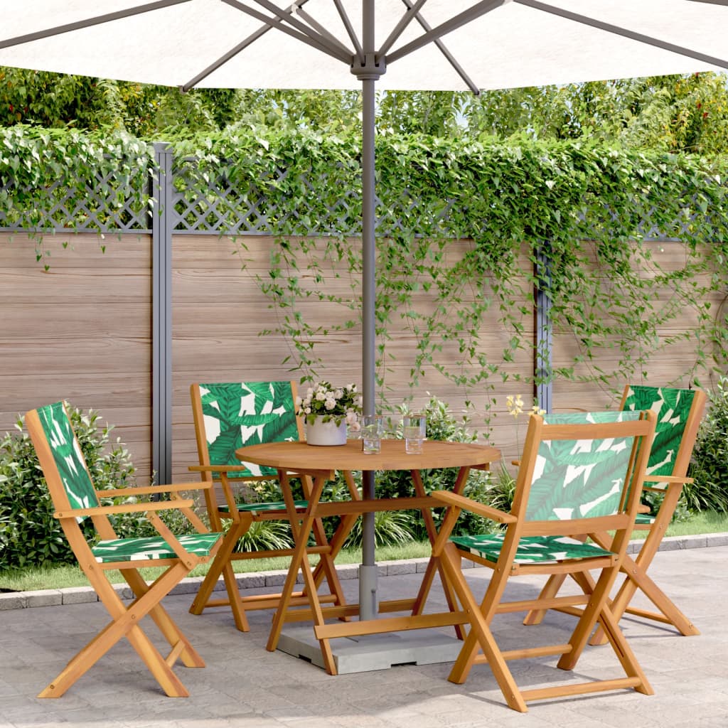 Set Pranzo da Giardino 5 pz Foglie in Tessuto e Legno Massello | homemem39