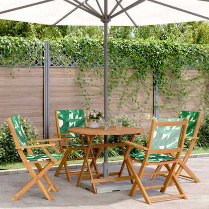 Set Pranzo da Giardino 5 pz Foglie in Tessuto e Legno Massello | homemem39