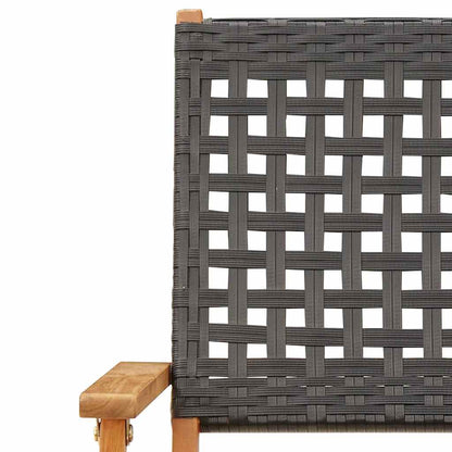 Set da Pranzo per Giardino 5pz Nero Polyrattan e Legno Massello | homemem39