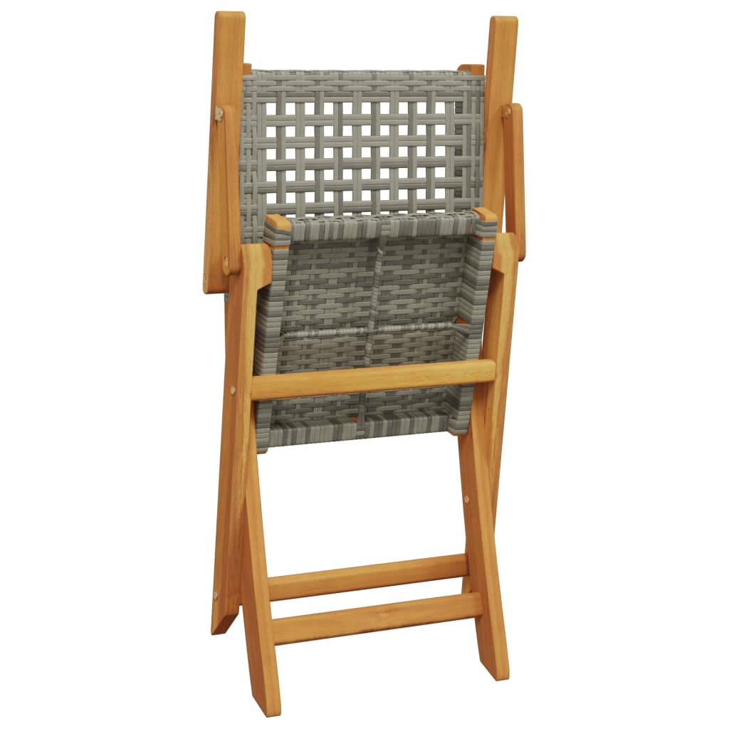 Set Pranzo da Giardino 5pz Grigio Polyrattan e Legno Massello | homemem39