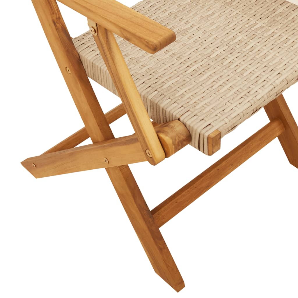 Set Pranzo da Giardino 5 pz Beige Polyrattan e Legno Massello | homemem39
