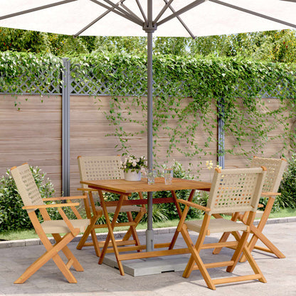 Set Pranzo da Giardino 5 pz Beige Polyrattan e Legno Massello | homemem39