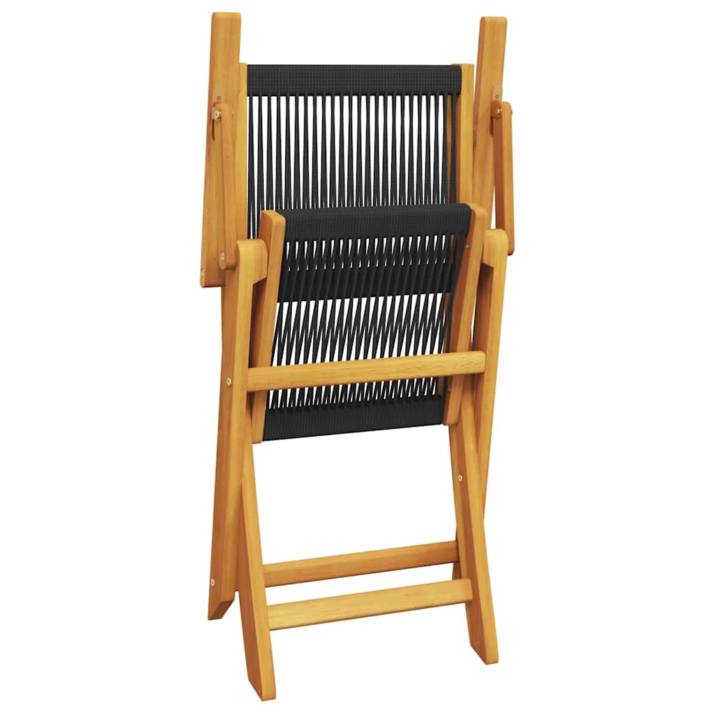 Set Pranzo da Giardino 5 pz Nero Polipropilene e Legno Massello | homemem39