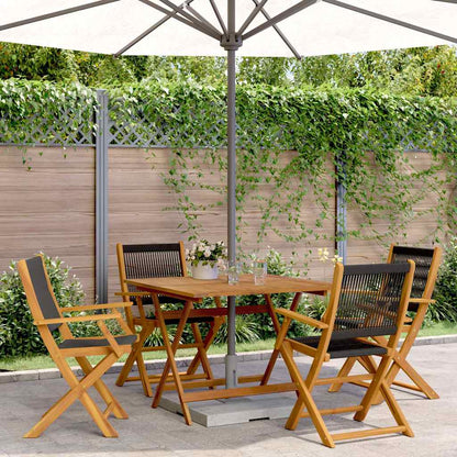 Set Pranzo da Giardino 5 pz Nero Polipropilene e Legno Massello | homemem39