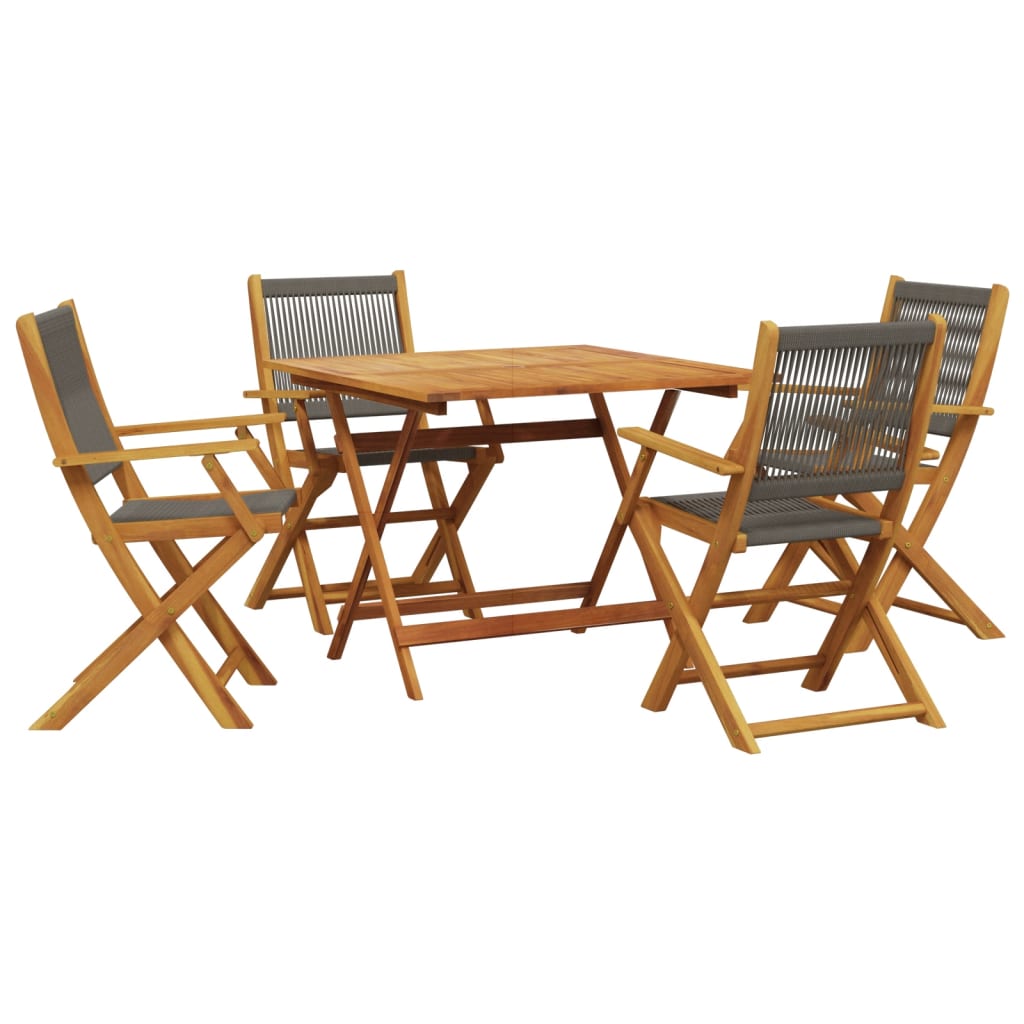 Set da Pranzo da Giardino 5 pz Polipropilene e Legno Massello | homemem39