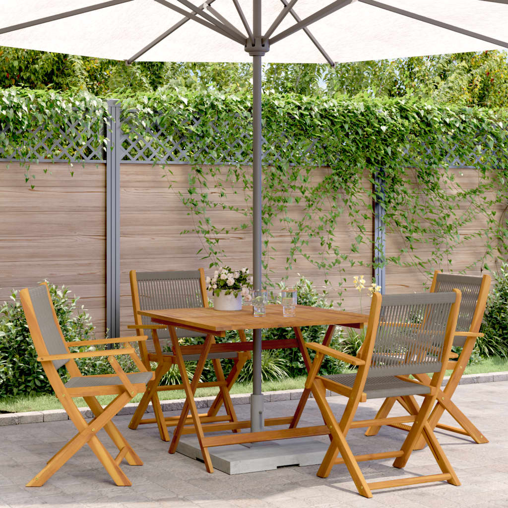 Set da Pranzo da Giardino 5 pz Polipropilene e Legno Massello | homemem39
