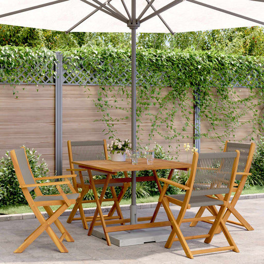 Set da Pranzo da Giardino 5 pz Polipropilene e Legno Massello | homemem39