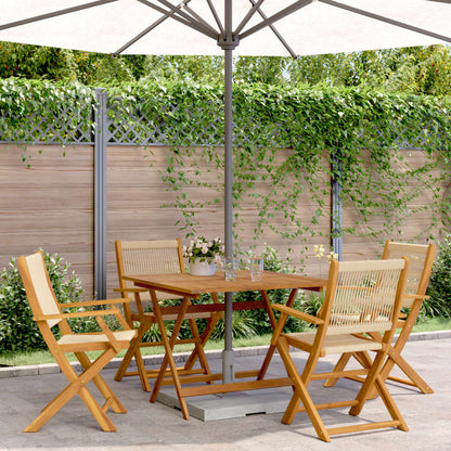 Set Pranzo da Giardino 5 pz Beige Polipropilene/ Legno Massello | homemem39