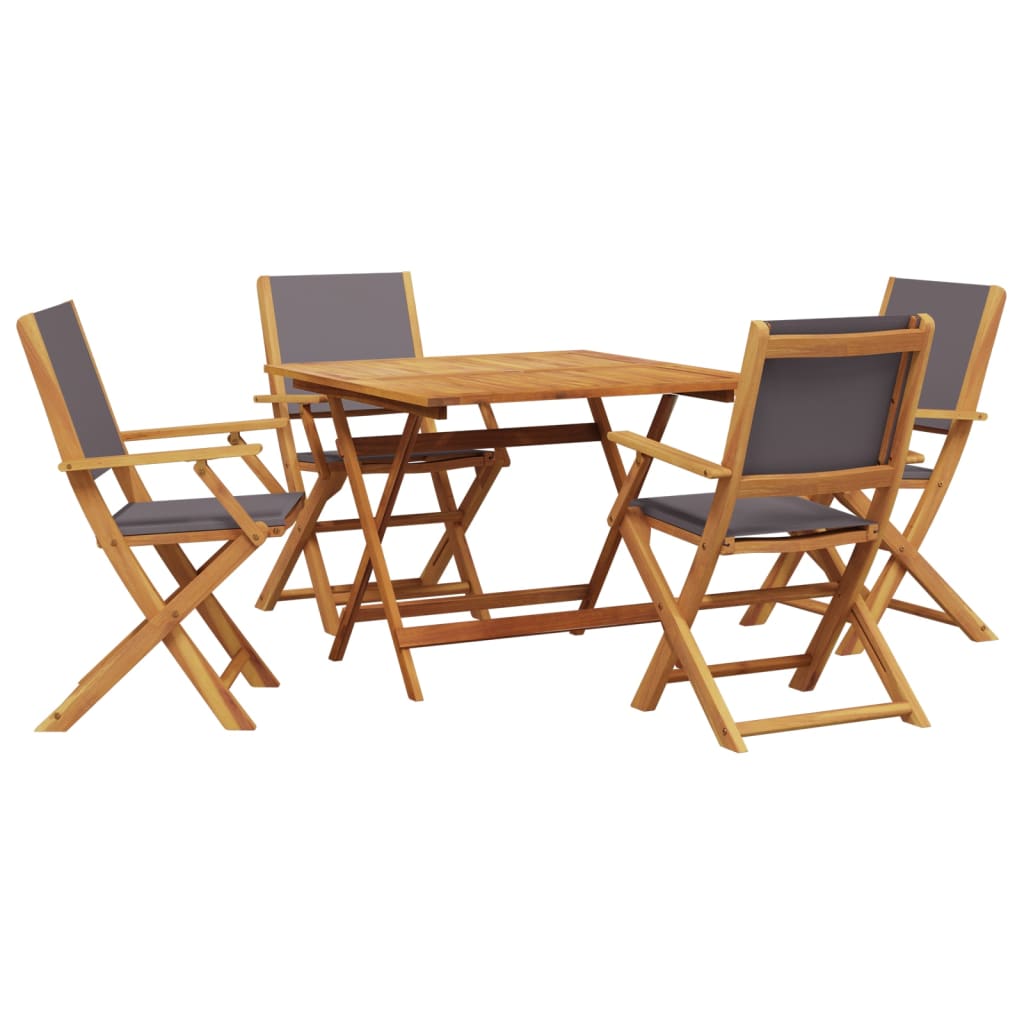 Set Pranzo da Giardino 5pz Antracite Tessuto e Legno Massello | homemem39