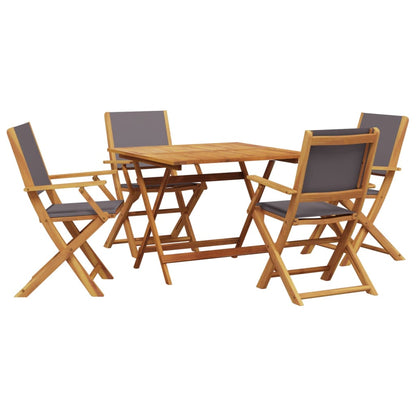 Set Pranzo da Giardino 5pz Antracite Tessuto e Legno Massello | homemem39