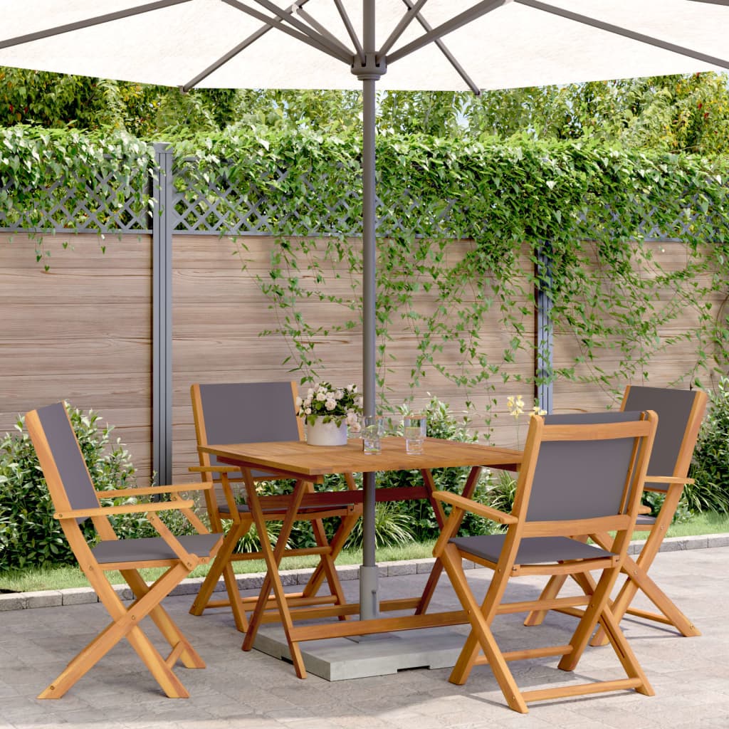 Set Pranzo da Giardino 5pz Antracite Tessuto e Legno Massello | homemem39