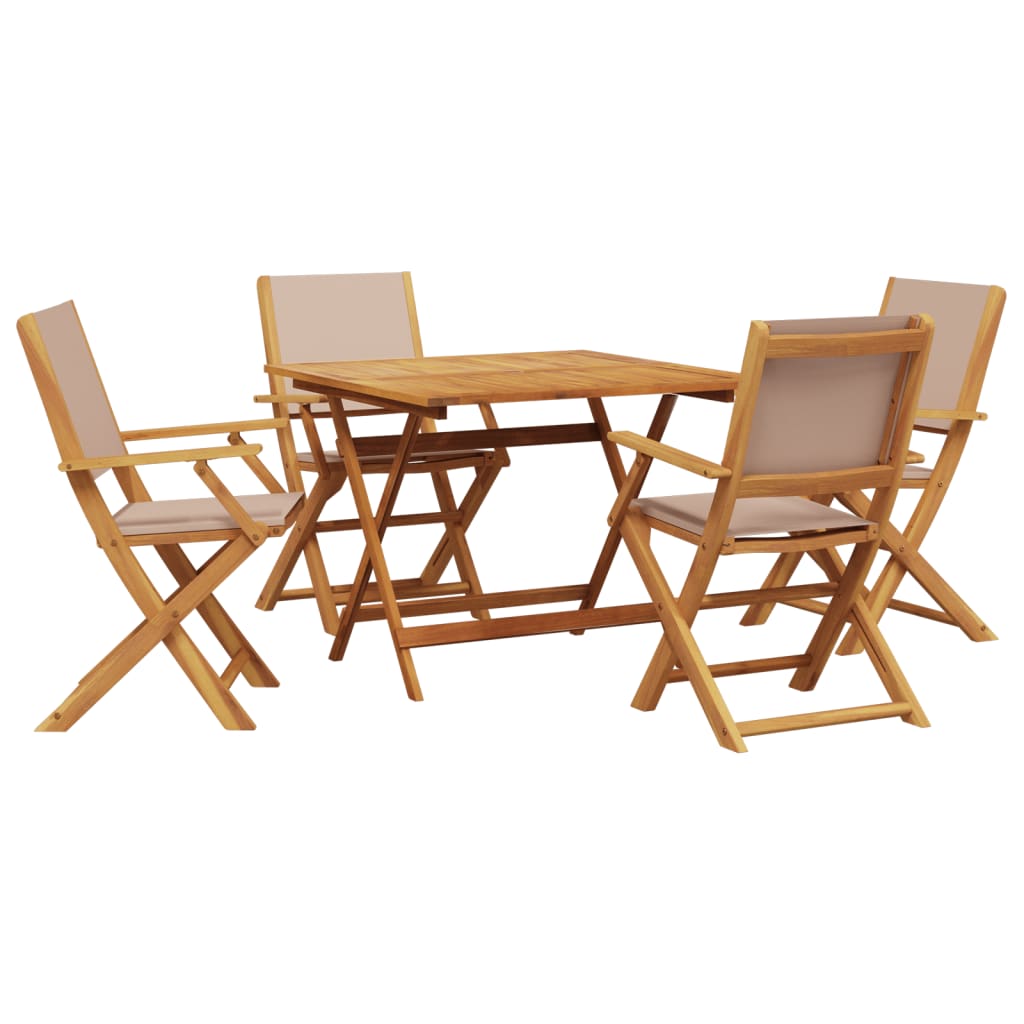 Set da Pranzo da Giardino 5 pz Tortora Tessuto e Legno Massello | homemem39