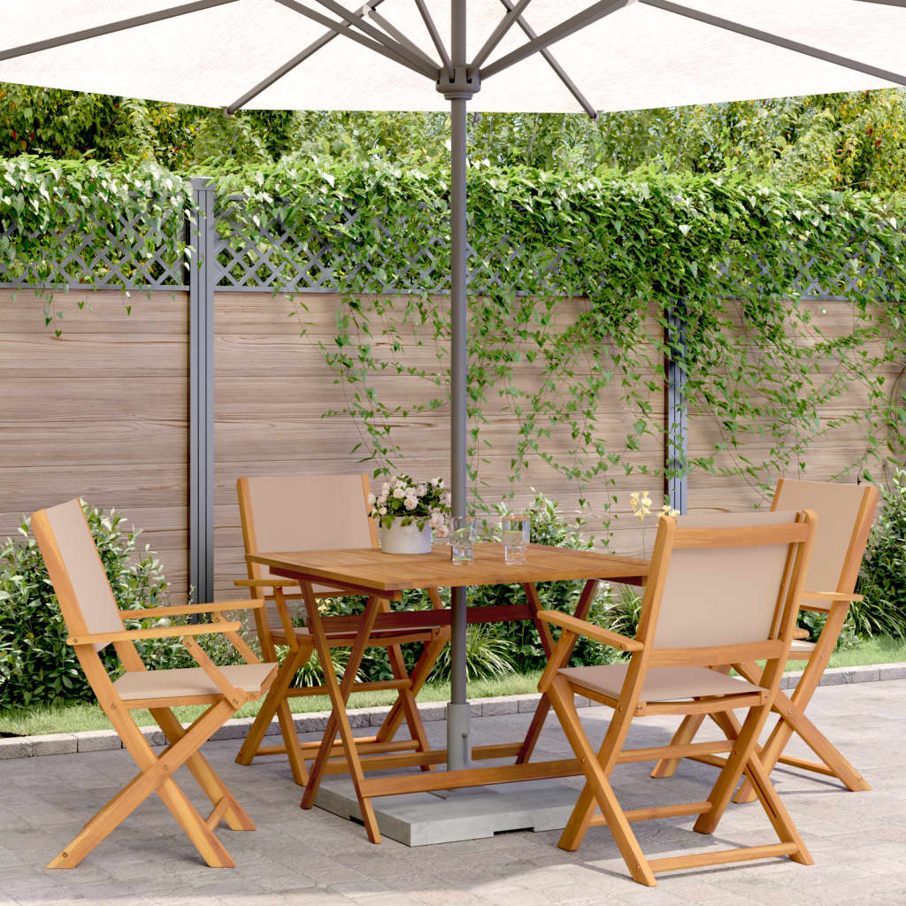Set da Pranzo da Giardino 5 pz Tortora Tessuto e Legno Massello | homemem39