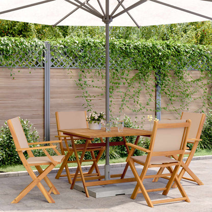 Set da Pranzo da Giardino 5 pz Tortora Tessuto e Legno Massello | homemem39
