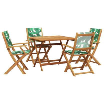 Set Pranzo da Giardino 5 pz Foglie in Tessuto e Legno Massello | homemem39