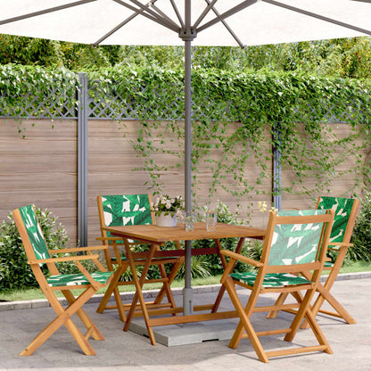Set Pranzo da Giardino 5 pz Foglie in Tessuto e Legno Massello | homemem39