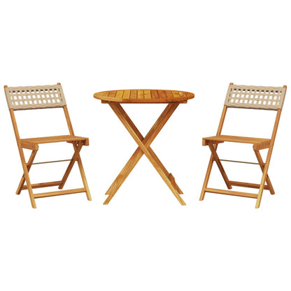 Set da Bistrot 3 pz Beige in Polyrattan e Legno Massello - homemem39