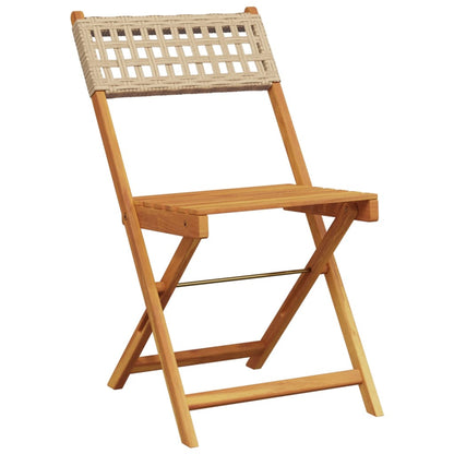 Set da Bistrot 3 pz Beige in Polyrattan e Legno Massello | homemem39