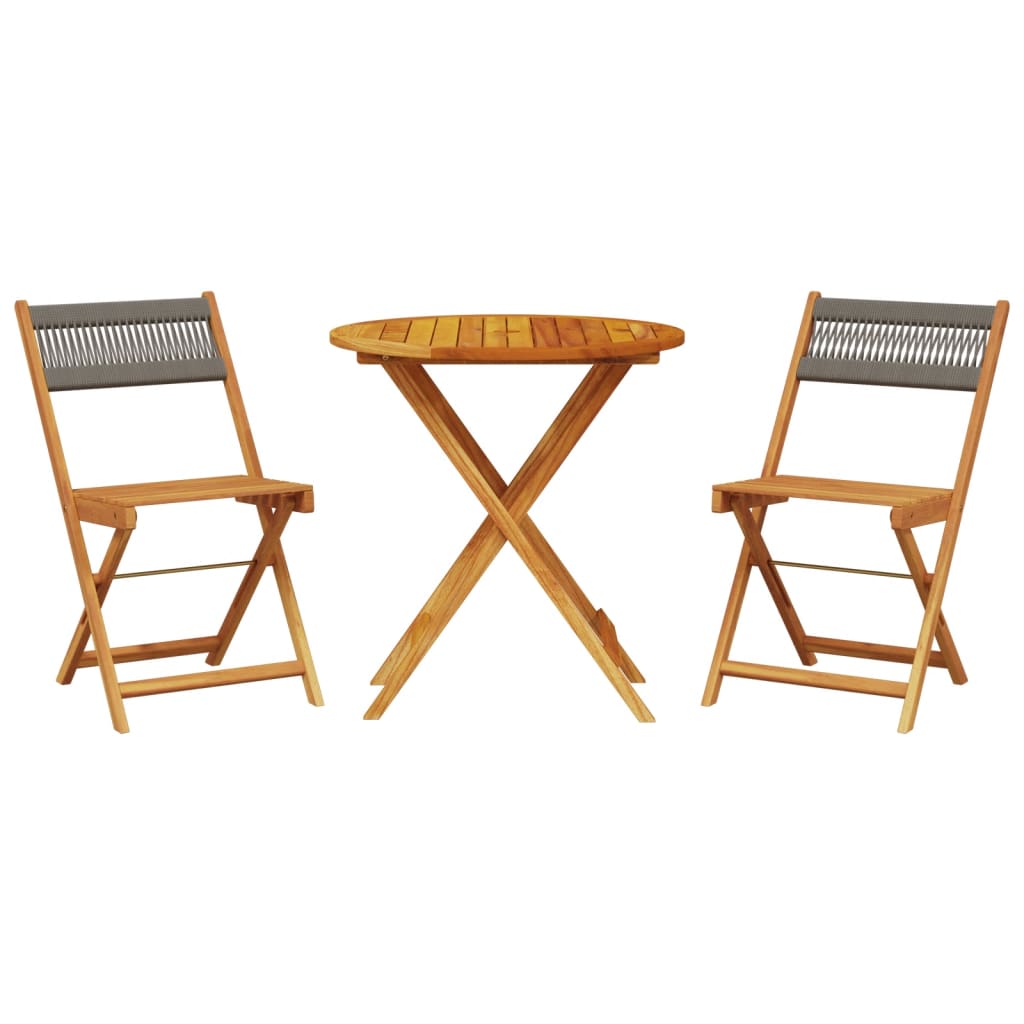 Set da Bistrot 3pz Grigio in Polipropilene e Legno Massello | homemem39