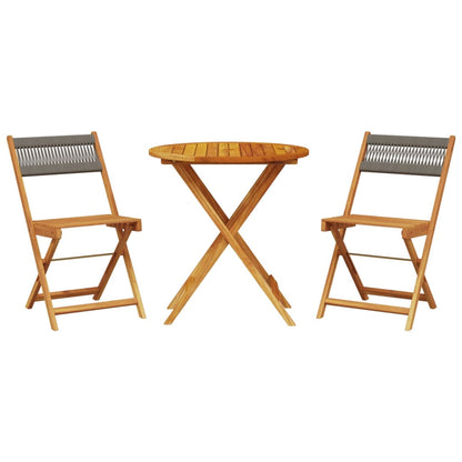 Set da Bistrot 3pz Grigio in Polipropilene e Legno Massello | homemem39