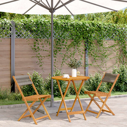 Set da Bistrot 3pz Grigio in Polipropilene e Legno Massello | homemem39