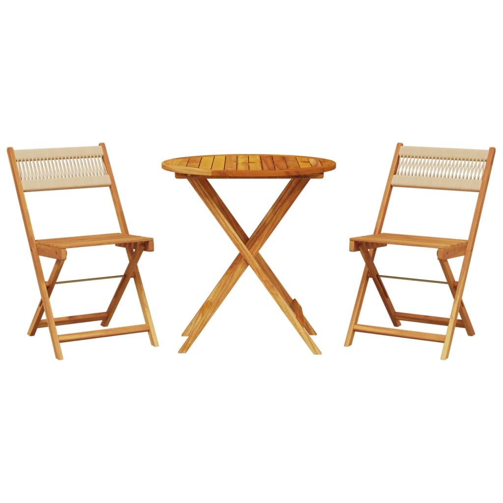 Set da Bistrot 3pz Beige in Polipropilene e Legno Massello | homemem39