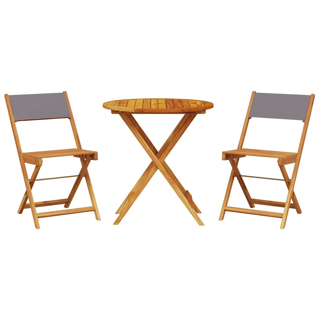 Set da Bistrot 3pz Antracite in Tessuto e Legno Massello | homemem39