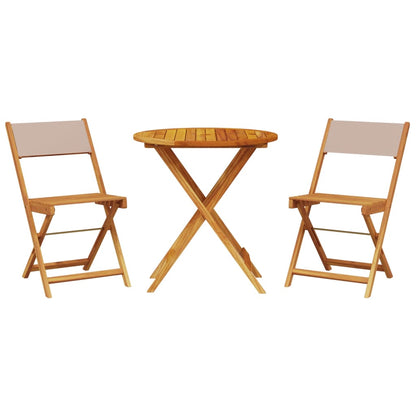 Set da Bistrot 3pz Tortora in Tessuto e Legno Massello | homemem39