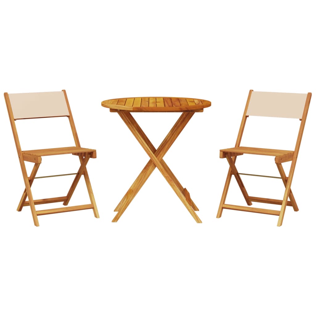 Set da Bistrot 3pz Beige in Tessuto e Legno Massello | homemem39