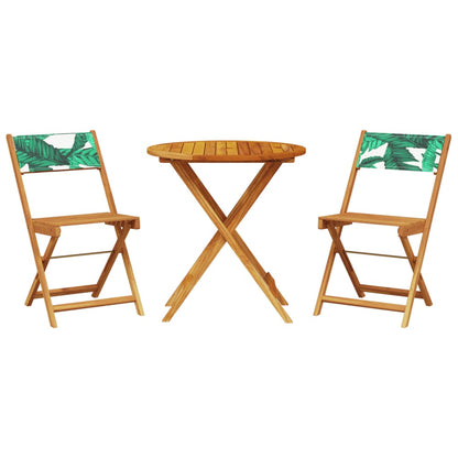 Set da Bistrot 3 pz Motivo Foglie in Tessuto e Legno Massello | homemem39