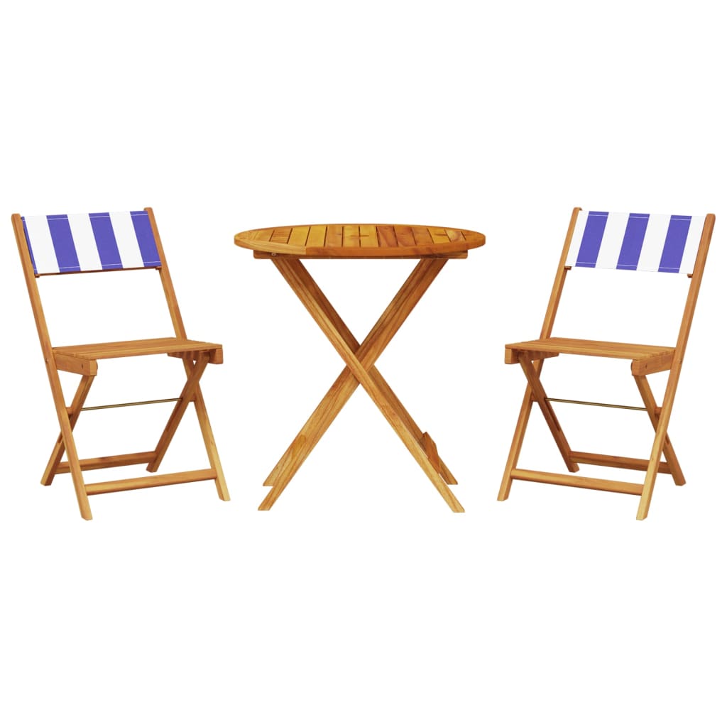 Set da Bistrot 3pz Blu e Bianco in Tessuto e Legno Massello | homemem39