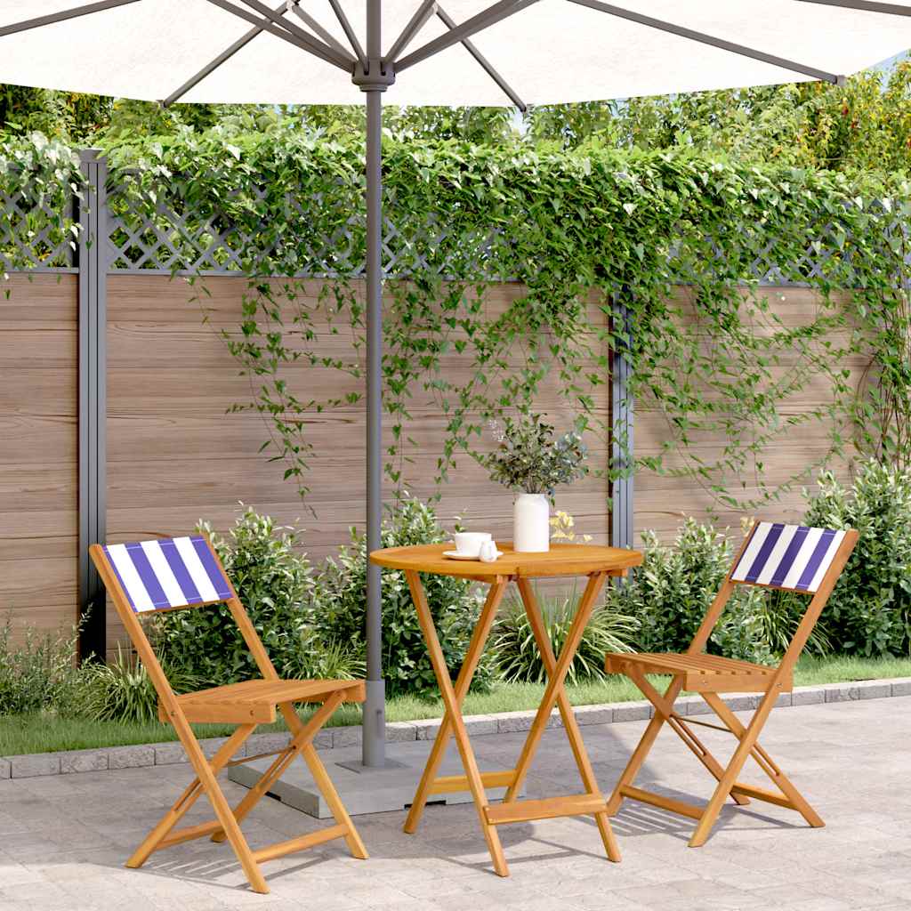 Set da Bistrot 3pz Blu e Bianco in Tessuto e Legno Massello | homemem39