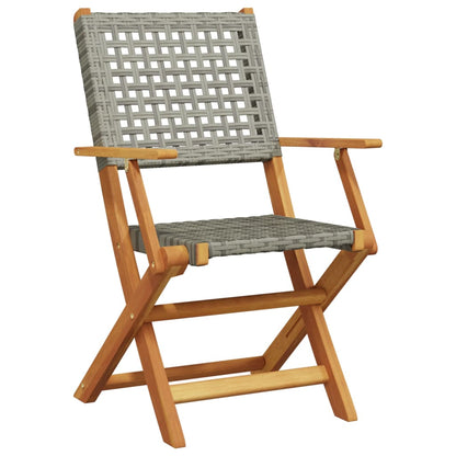 Set da Bistrot 3 pz Grigio in Polyrattan e Legno Massello | homemem39