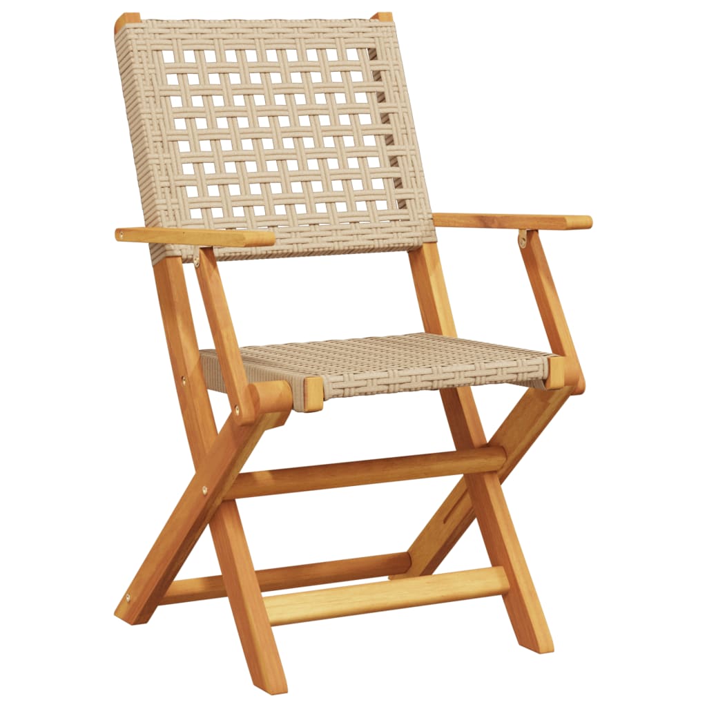 Set da Bistrot 3 pz Beige in Polyrattan e Legno Massello | homemem39