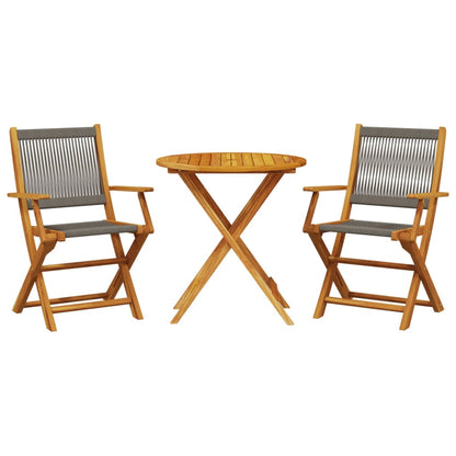 Set da Bistrot 3pz Grigio in Polipropilene e Legno Massello | homemem39