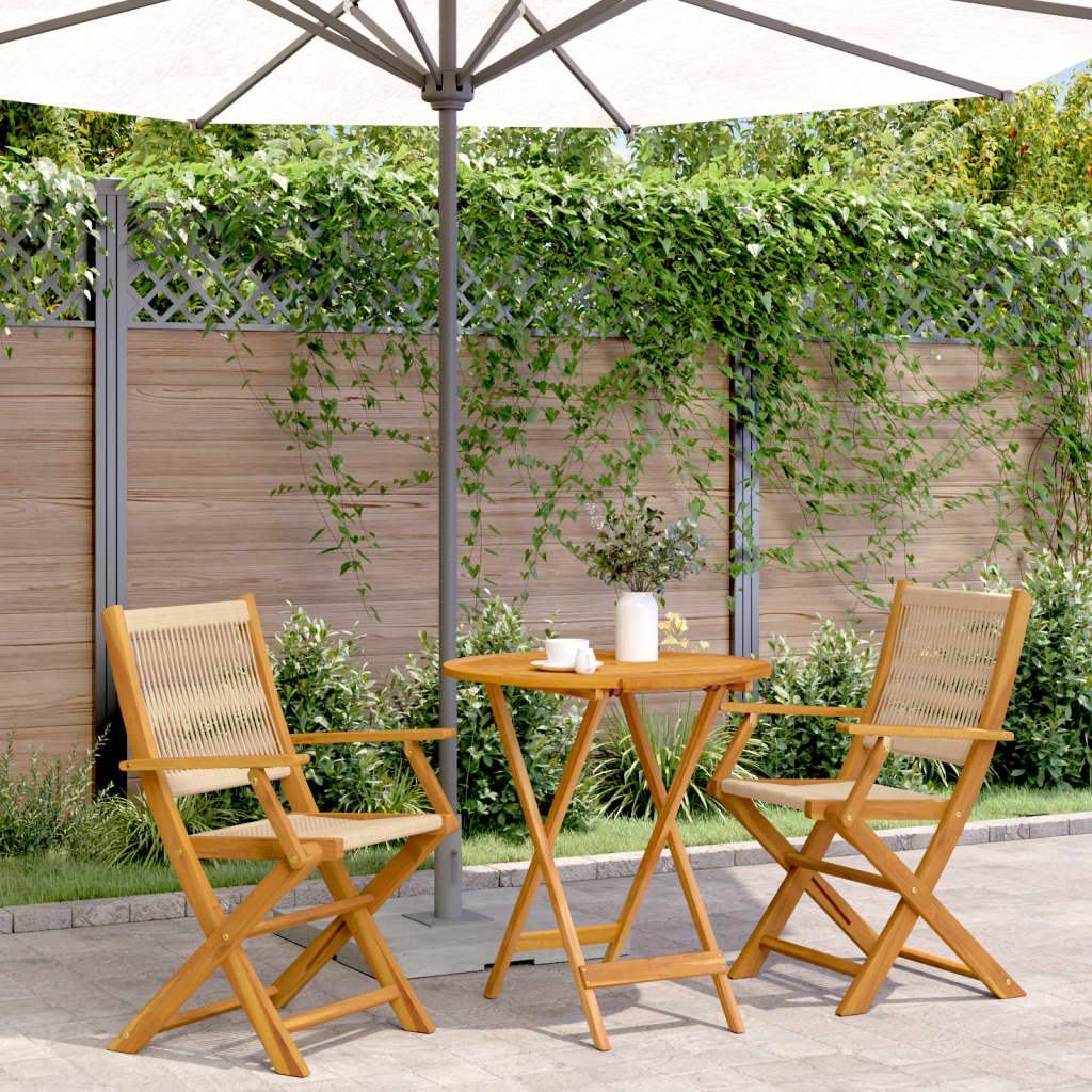 Set da Bistrot 3pz Beige in Polipropilene e Legno Massello | homemem39