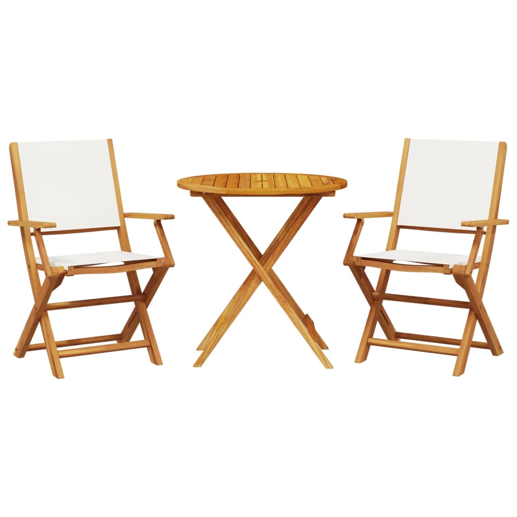 Set da Bistrot 3pz Bianco Crema in Tessuto e Legno Massello - homemem39