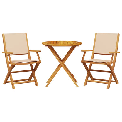 Set da Bistrot 3pz Beige in Tessuto e Legno Massello - homemem39