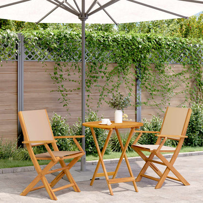 Set da Bistrot 3pz Beige in Tessuto e Legno Massello | homemem39