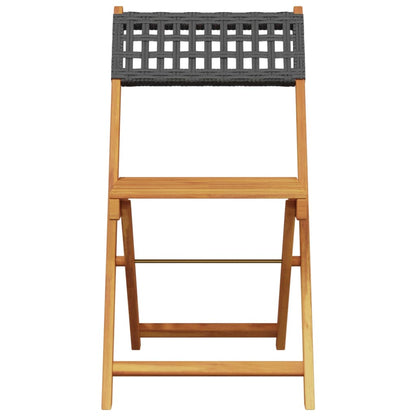 Set da Bistrot 3 pz Nero in Polyrattan e Legno Massello | homemem39
