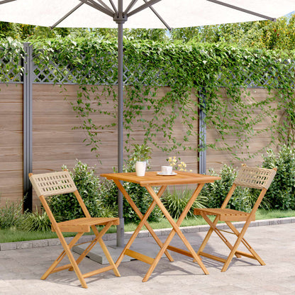 Set da Bistrot 3 pz Beige in Polyrattan e Legno Massello | homemem39