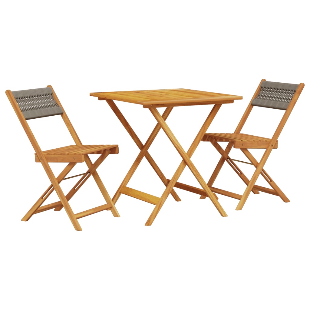 Set da Bistrot 3pz Grigio in Polipropilene e Legno Massello | homemem39