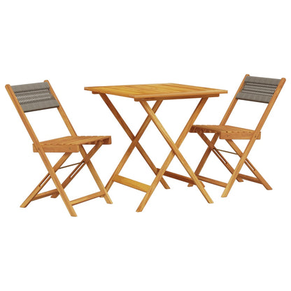 Set da Bistrot 3pz Grigio in Polipropilene e Legno Massello | homemem39